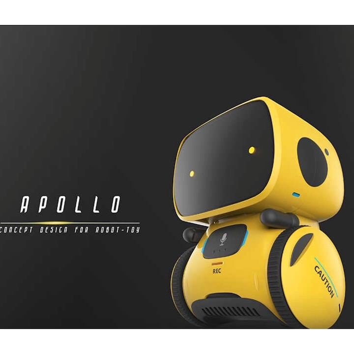 Гласов контрол на интерактивен интелигентен робот Apollo, сензорни бутони, жълт