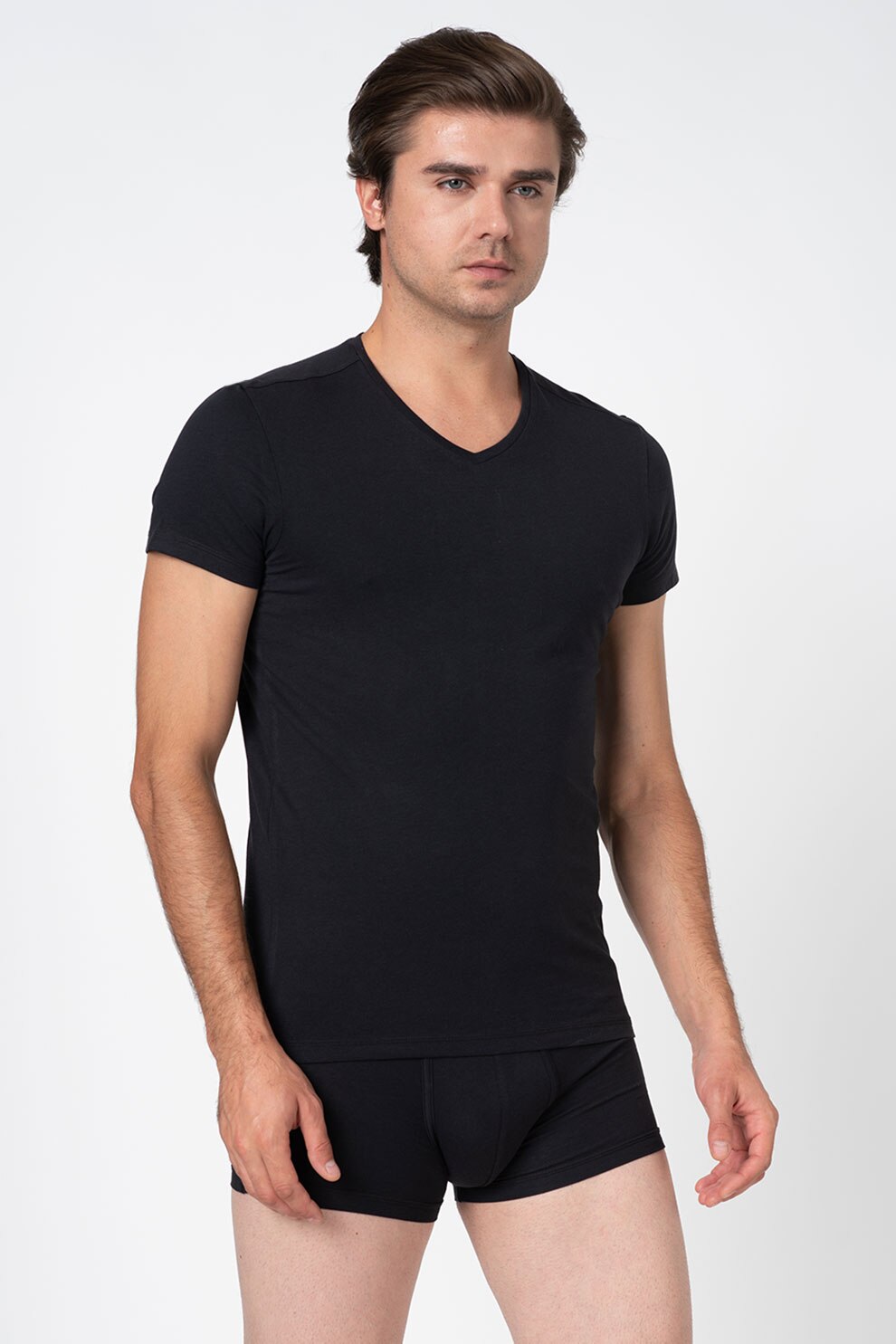 Guess, Tricou de casa cu decolteu en-coeur, Negru