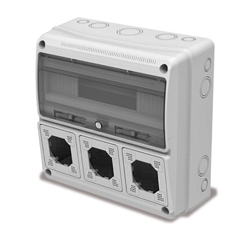 Tablou electric IP65 16L Famatel cu loc pentru prize predecupat Tablou electric IP65 16L Famatel cu loc pentru prize predecupat