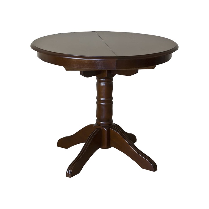 Masa din lemn de fag Lider Furniture®, 90cm restransa, 120cm extinsa, latime 90, inaltime 75, culoare wenge