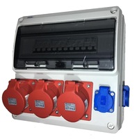 tablou electric echipat cu 3 prize 5 poli 32a si 2 prize monofazice schuko si sigurante organizare de santier plastic ip44 imagen 2_0_
0