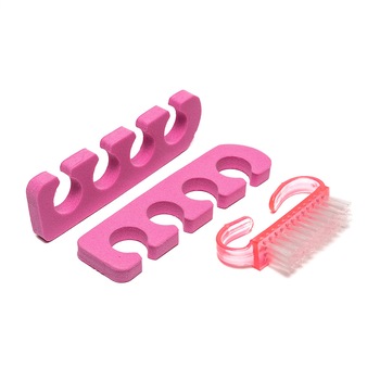 Kit accesorii manichiura, Oranjollie, perie praf si 2 despartitoare degete, pentru unghii false Kit accesorii manichiura, Oranjollie, perie praf si 2 despartitoare degete, pentru unghii false