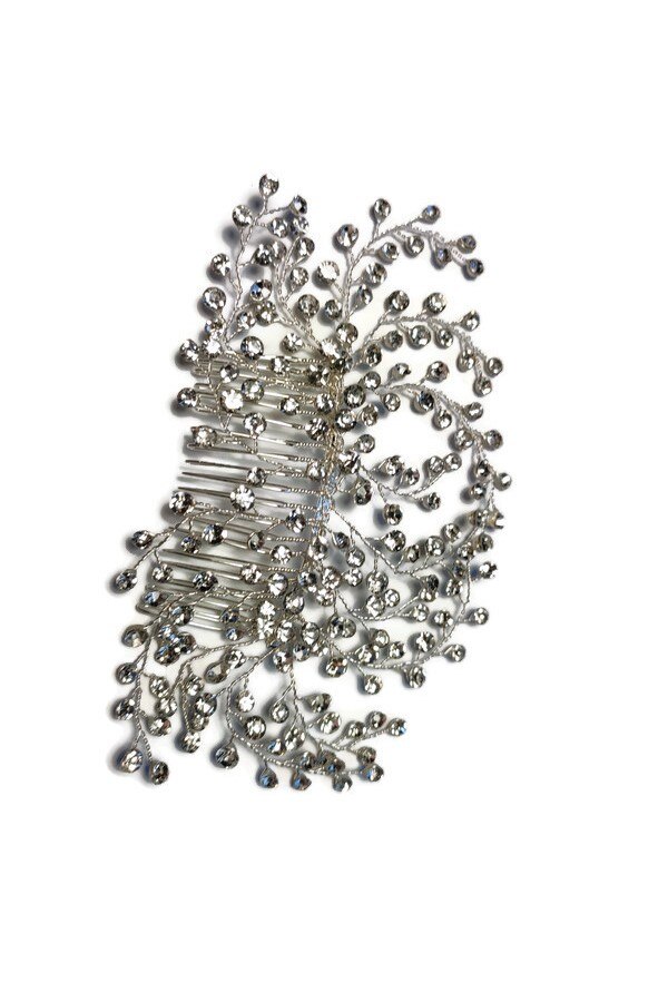 Bijuterie mireasa, Selendis, tiara cu strasuri argintii