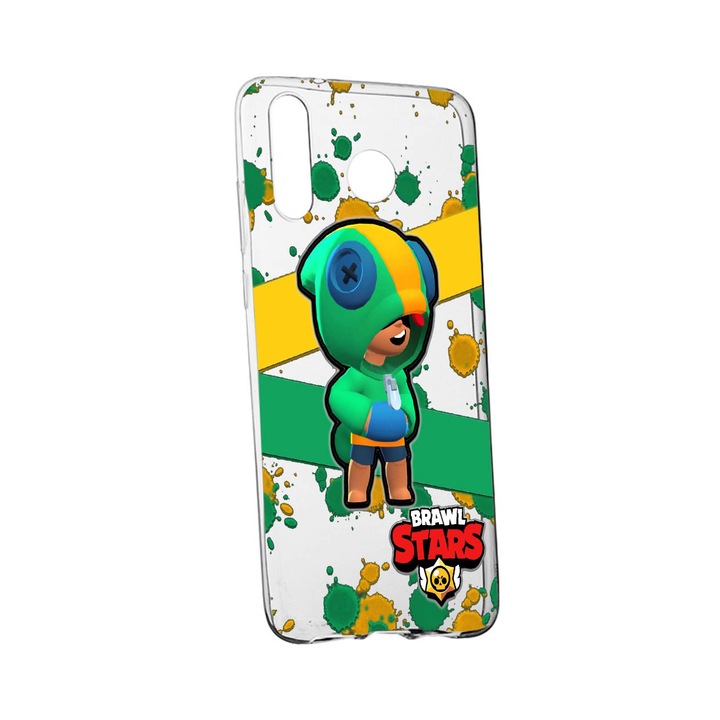 Husa Brawl Stars Leon, Compatibil cu Samsung Galaxy A40, rezistenta la uzura, anti-alunecare, din silicon Premium, 647
