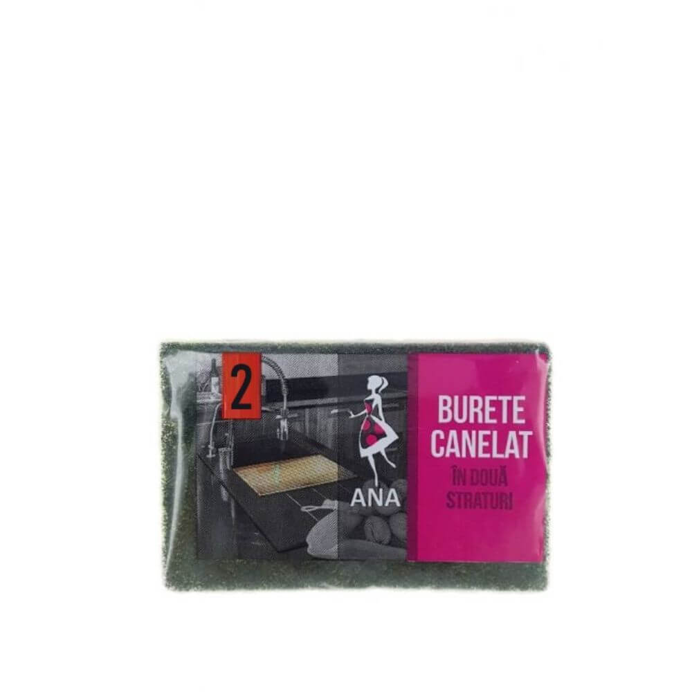 Burete cu Canelura ANA, 2 Buc/Set, Multicolor, Spuma Poliuretanica si Fibra Abraziva