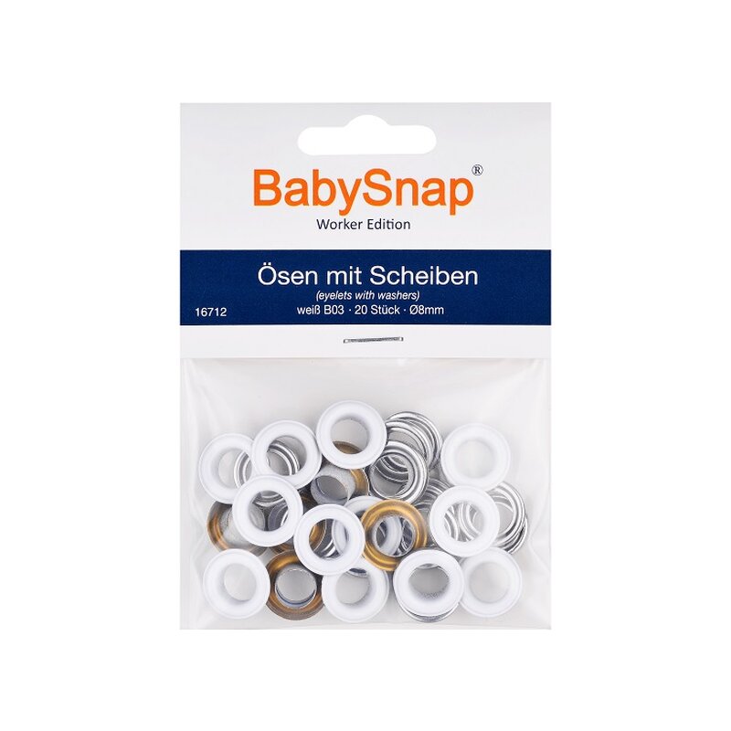 Set ocheti BabySnap 8mm - B03 Alb