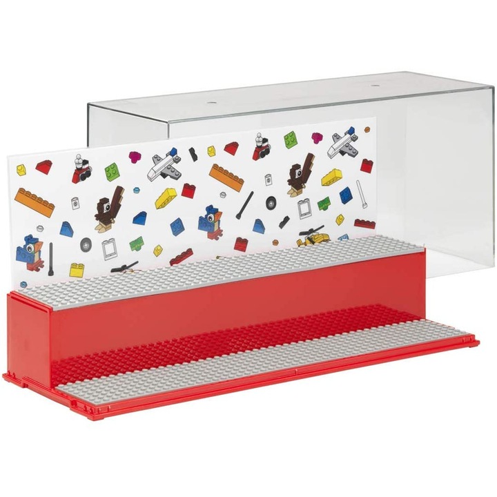 LEGO tárolódoboz zárt vitrinnel, piros