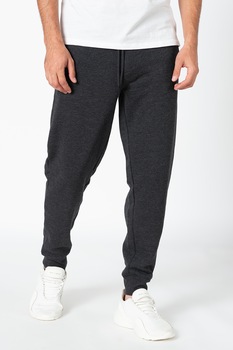 GAP, Pantaloni sport cu snur in talie, Gri inchis melange/Alb GAP, Pantaloni sport cu snur in talie, Gri inchis melange/Alb