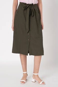 GAP, Fusta midi din amestec de in, cu buzunare laterale, Verde GAP, Fusta midi din amestec de in, cu buzunare laterale, Verde