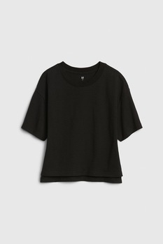 GAP, Tricou cu decolteu la baza gatului si terminatie asimetrica, Negru GAP, Tricou cu decolteu la baza gatului si terminatie asimetrica, Negru