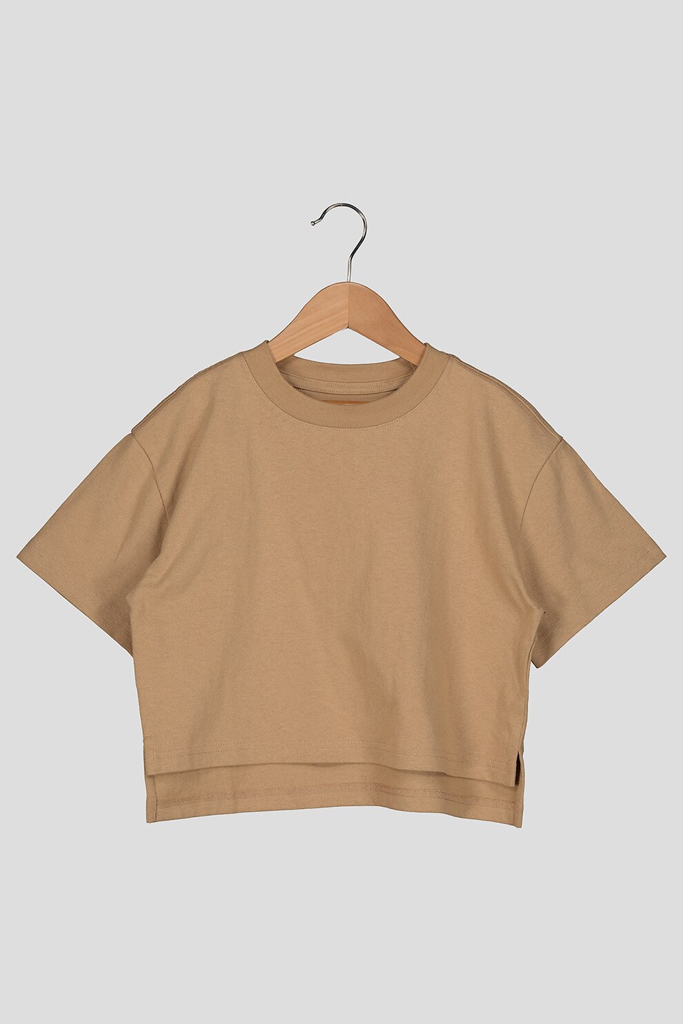 GAP, Tricou cu decolteu la baza gatului si terminatie asimetrica, Maro camel