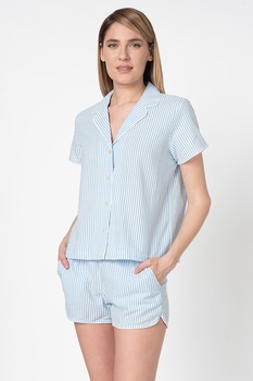 GAP, Camasa de pijama cu maneci scurte, Alb/albastru lavanda GAP, Camasa de pijama cu maneci scurte, Alb/albastru lavanda