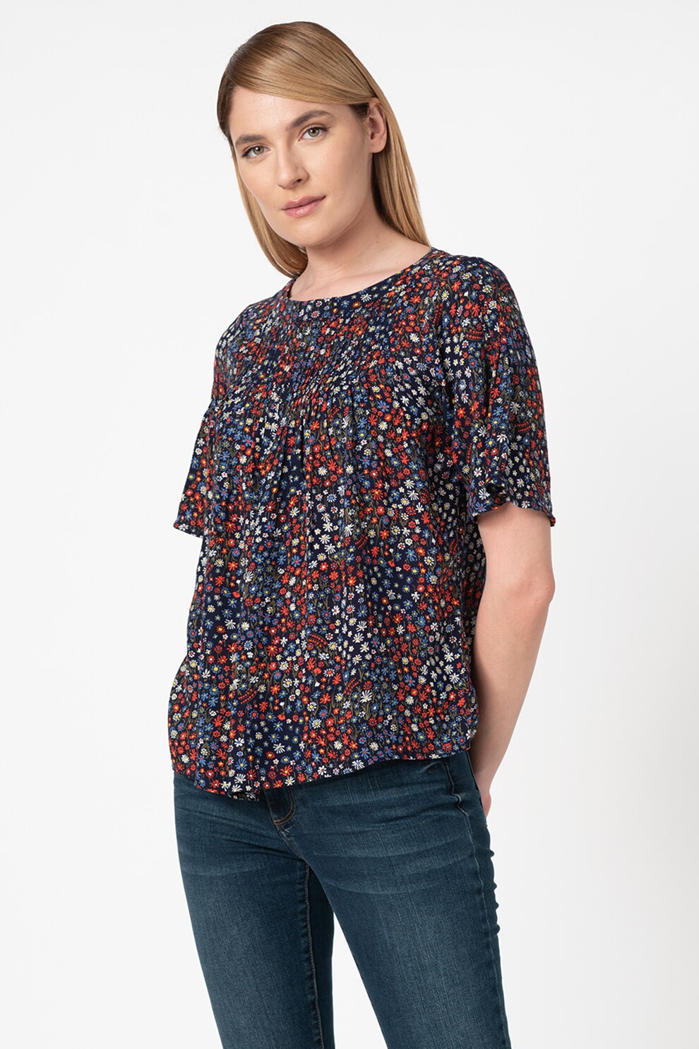 GAP, Bluza din modal cu model floral, Multicolor, XS