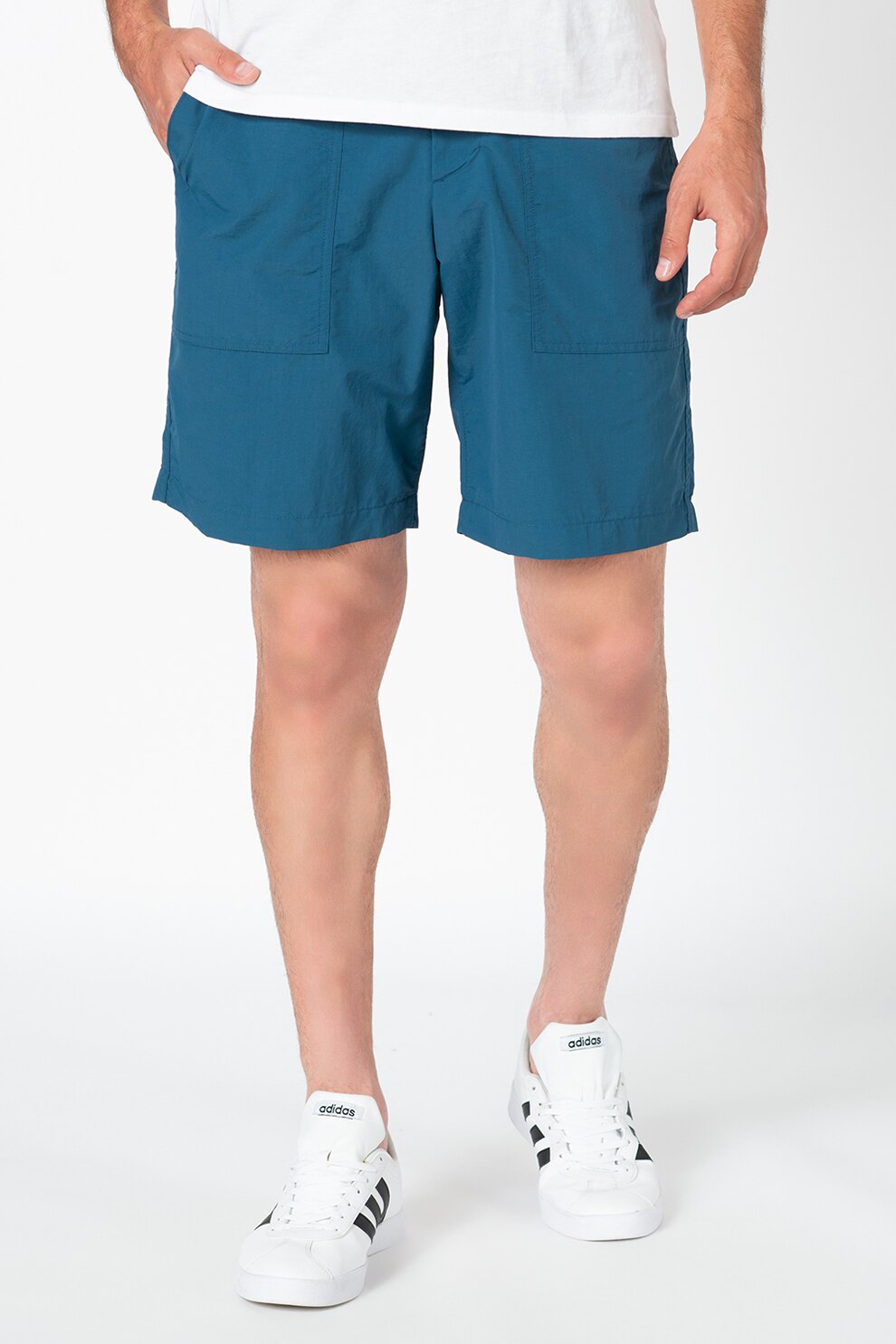 GAP, Pantaloni scurti cu inchidere cu catarama, Albastru inchis/Negru