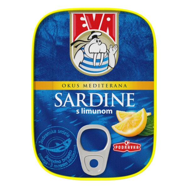 Sardine in ulei vegetal si lamaie 115g EVA