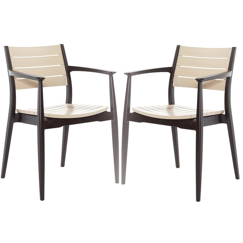 Set 2 scaune dining/cafenea Raki Regnum maro capucino 44x56xh81cm din polipropilen cu fibra de sticla