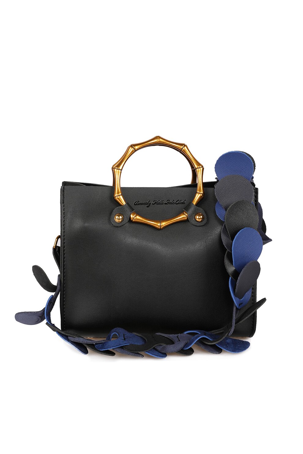 Beverly Hills Polo Club, Geanta de piele ecologica cu bareta de umar, Negru/Albastru