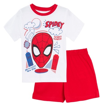 Pijama Spider, Spiderma, Alb/Rosu, 128 CM Pijama Spider, Spiderma, Alb/Rosu, 128 CM