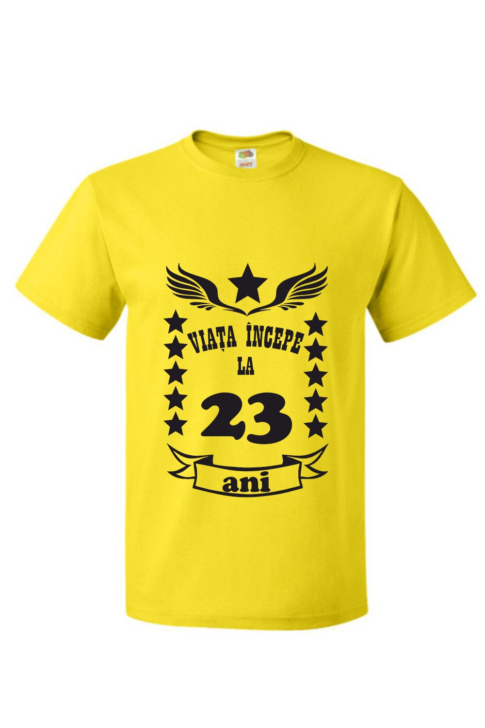 Tricou Viata incepe la 23 ani barbat, Galben