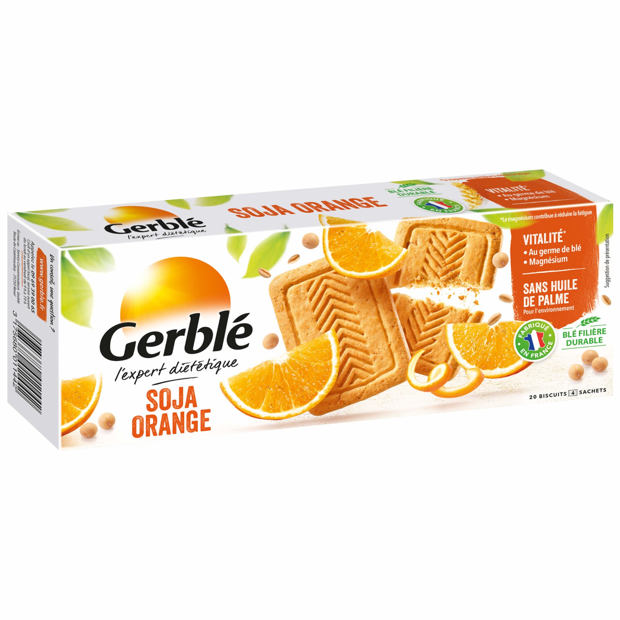 Biscuiti dietetici din soia cu portocale Gerble, 280g