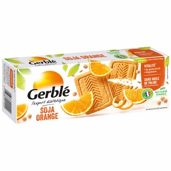Biscuiti dietetici din soia cu portocale Gerble, 280g Biscuiti dietetici din soia cu portocale Gerble, 280g