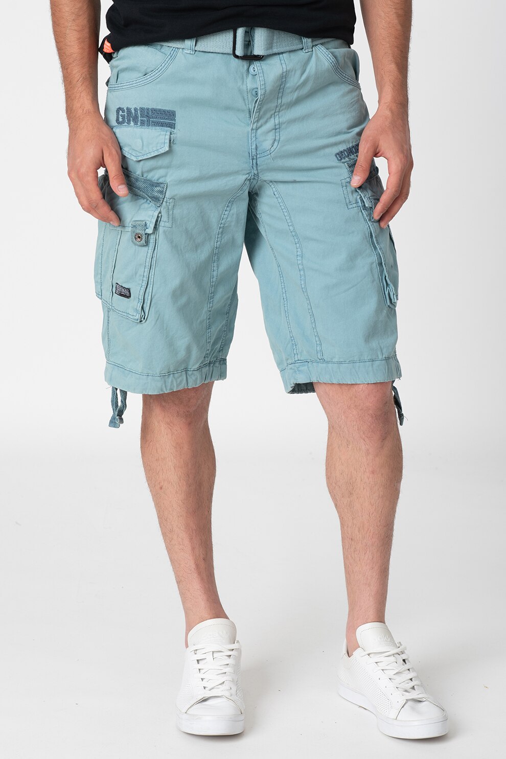 Geographical Norway, Pantaloni scurti cargo cu curea Panoramique, Turcoaz