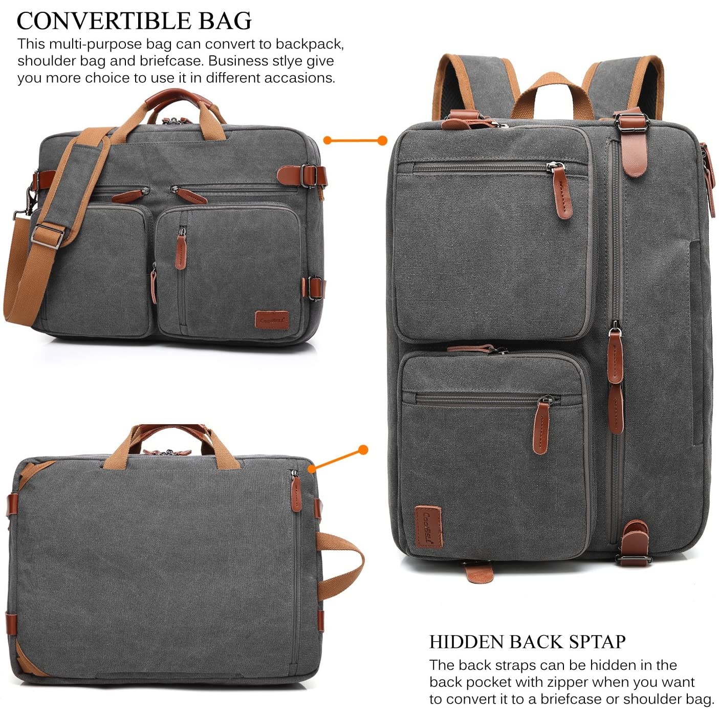 Geanta laptop CoolBELL, 17.3", Atasabil la bagaje, Gri inchis