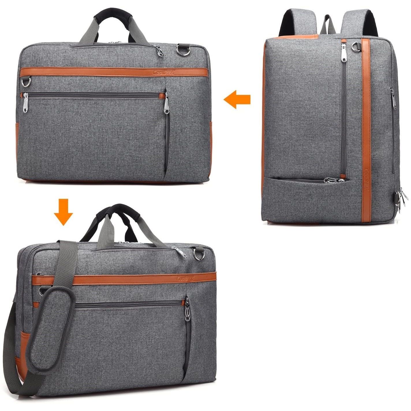 Geanta laptop CoolBELL, 17.3", Panza, Atasabil la bagaj, Gri