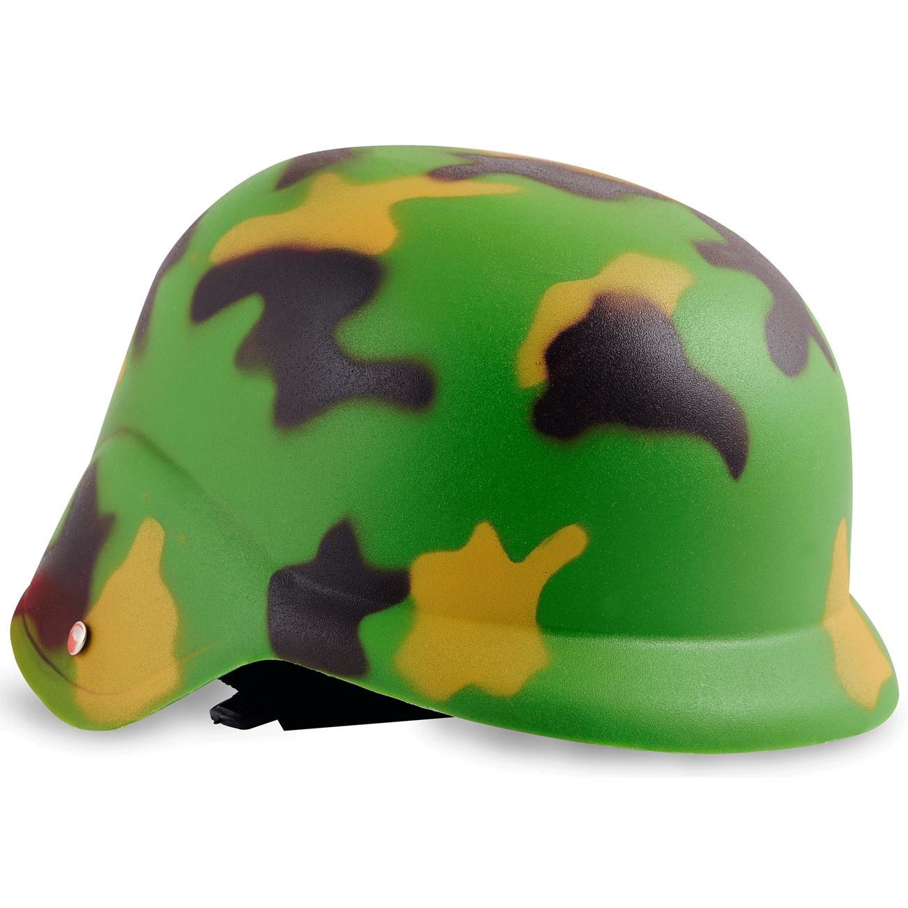 Casca militara din plastic care se leaga in jurul gatului, pentru copii , verde cu negru , ATS