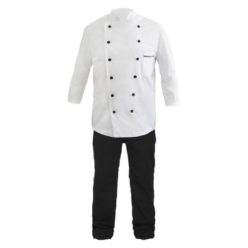 Costum de bucatar Chef Garlic Alb-Negru 58 (3XL) Costum de bucatar Chef Garlic Alb-Negru 58 (3XL)