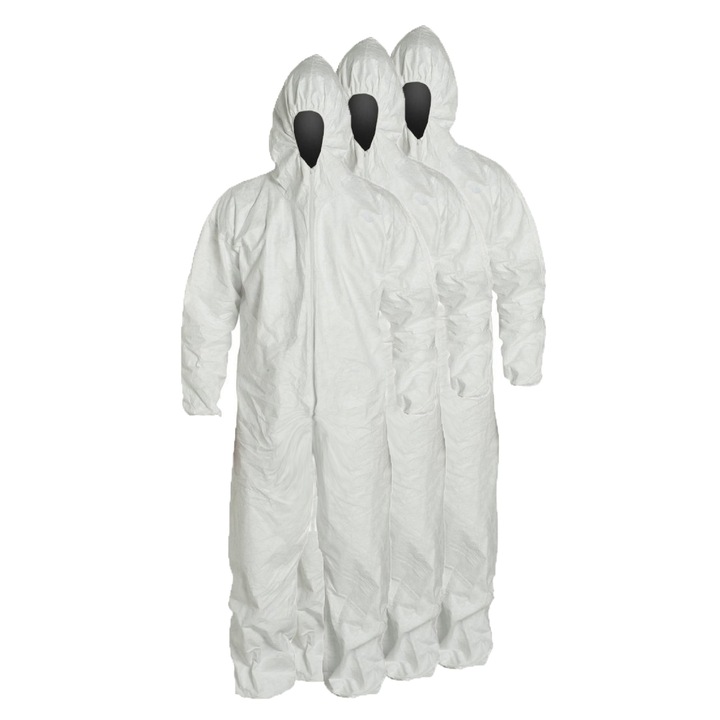Set 3 Combinezoane de unica folosinta marimea 2XL, Alb