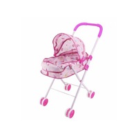 Carucior pentru papusi tip landou, pliabil, roz