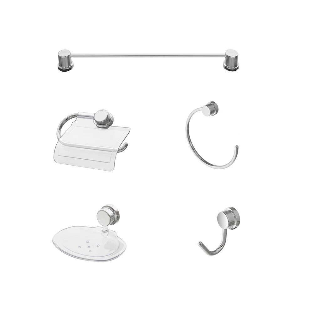 Set 5 accesorii baie Feridras Key B, metal cromat si ABS