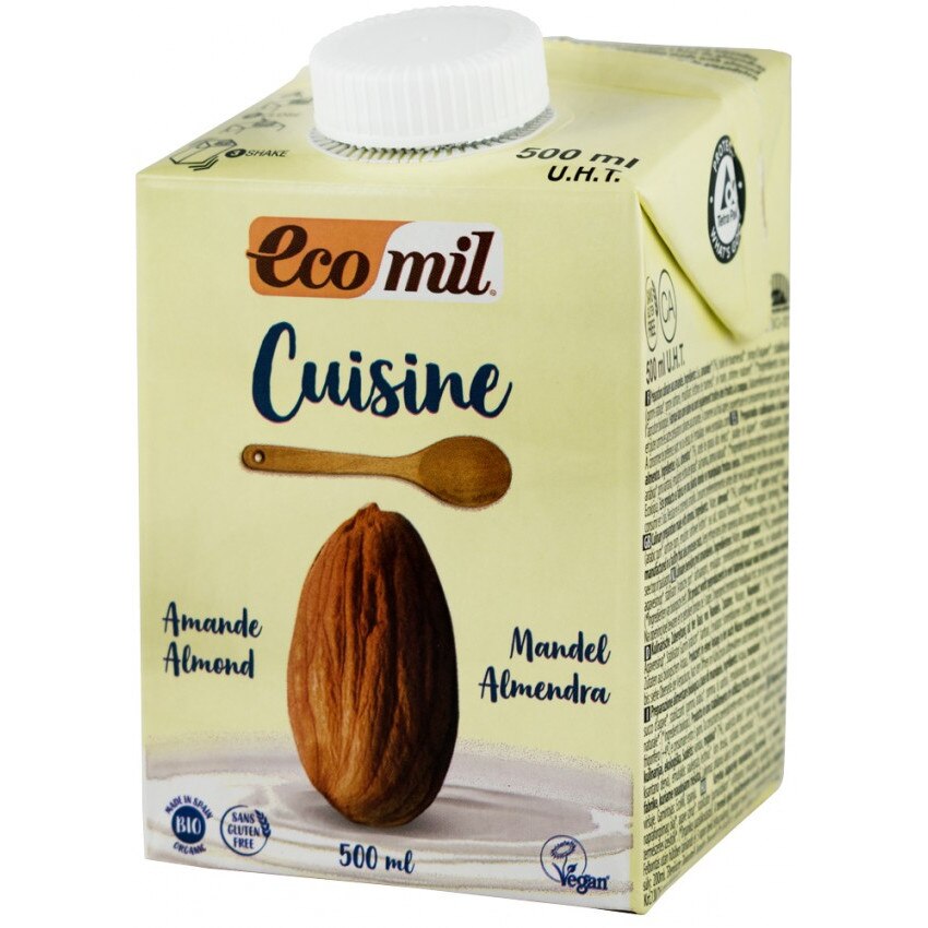 Crema vegetala bio din migdale, pentru gatit, Ecomil 500ml