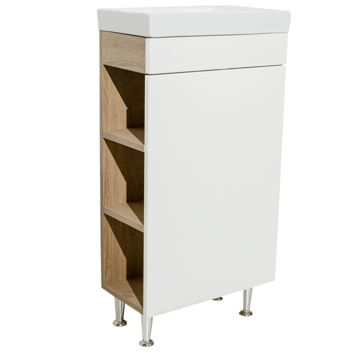 Set baza mobilier baie Sonoma, 45 cm, cu lavoar ceramic