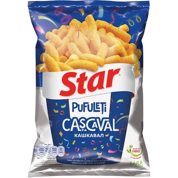 Pufuleti cu aroma de cascaval Star, 90g Pufuleti cu aroma de cascaval Star, 90g
