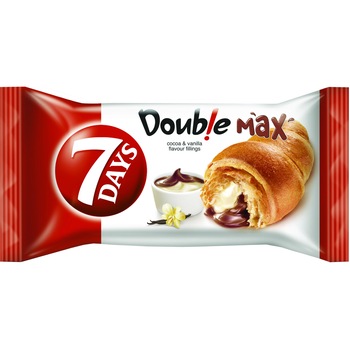 Croissant cacao si vanilie 7 Day's Double, 80g Croissant cacao si vanilie 7 Day's Double, 80g