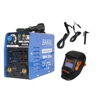 Set Invertor sudura MMA Baikal 300, 300A, Semi-Profesional, max 4 mm electrod + Masca STROMO SX5000B, Cameleon, Cristale Lichide, Automat+Reglaj, DIN 13 Set Invertor sudura MMA Baikal 300, 300A, Semi-Profesional, max 4 mm electrod + Masca STROMO SX5000B, Cameleon, Cristale Lichide, Automat+Reglaj, DIN 13