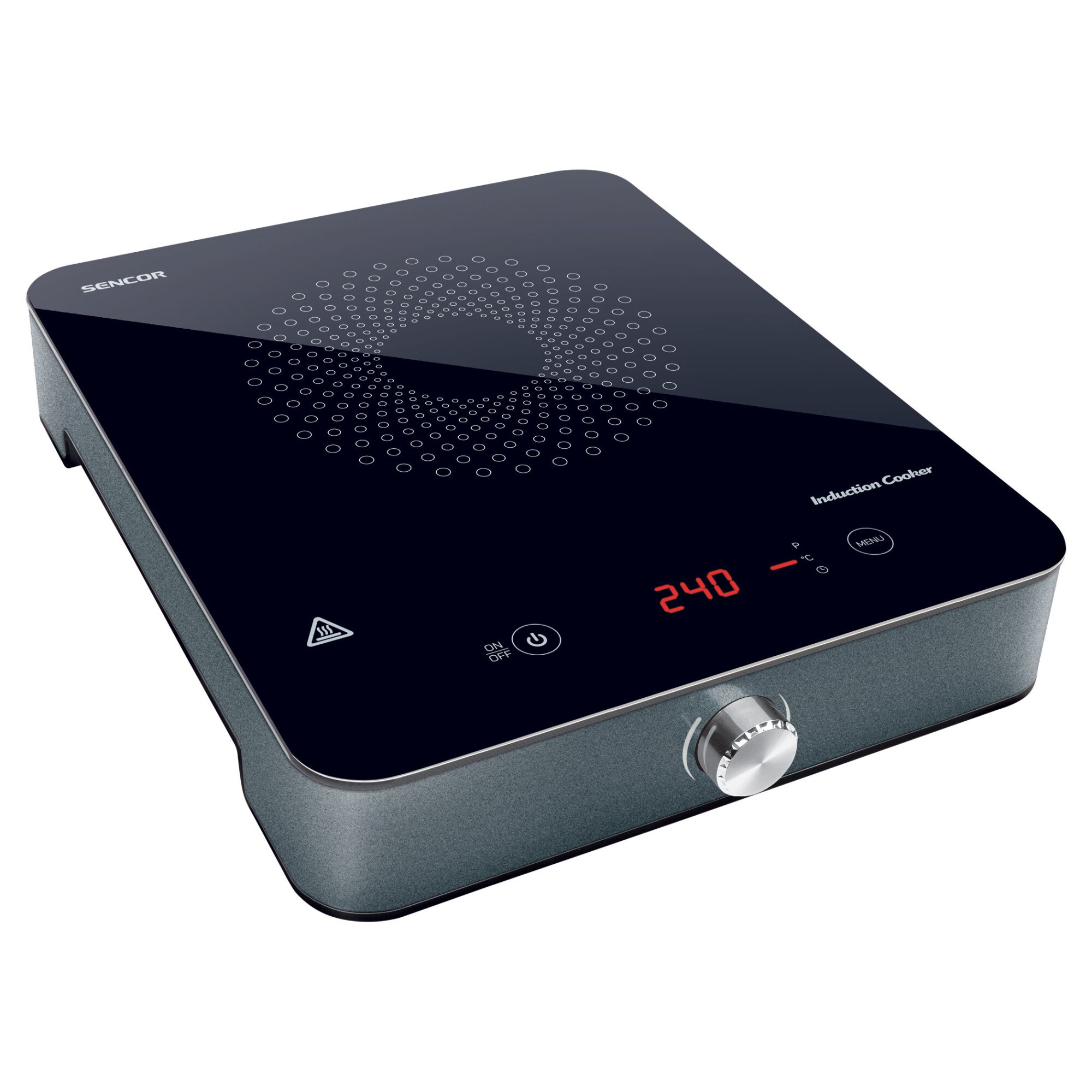 Plita Electrica Sencor SCP 3201GY, 1 arzator, 1800 W, Inductie, Negru