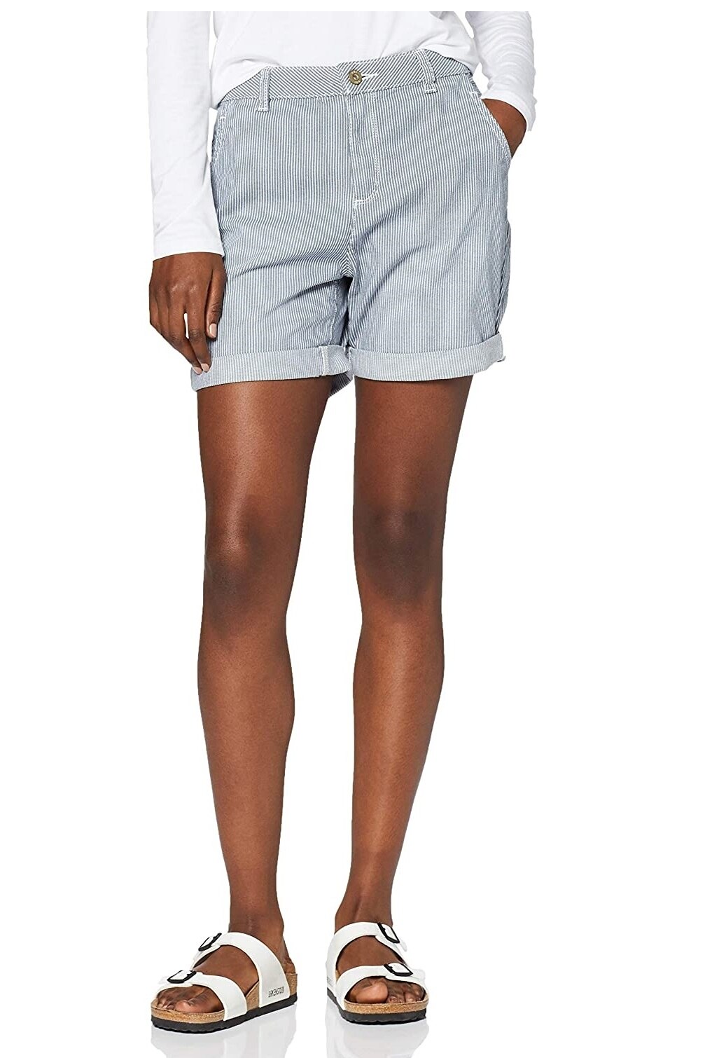 Pantaloni dama, EDC, 057CC1C009, Albastru/Alb, 34