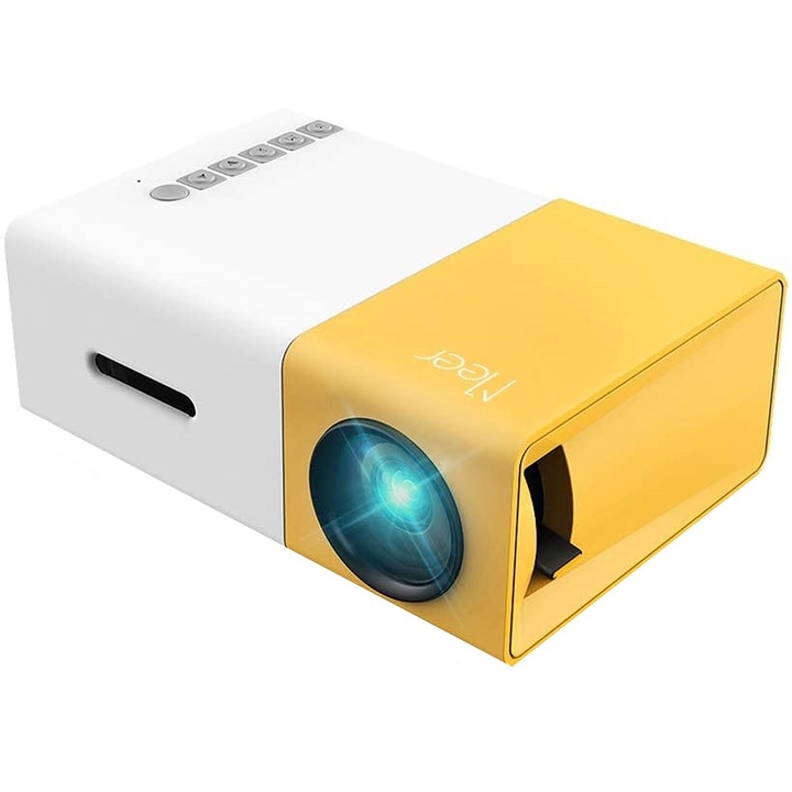 LED видео проектор, Full color, HDMI, USB, AVI, Бял/Жълт