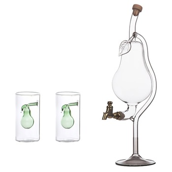 Sticla forma para cu robinet 500 ml si 2 paharute cu para colorata la interior Sticla forma para cu robinet 500 ml si 2 paharute cu para colorata la interior