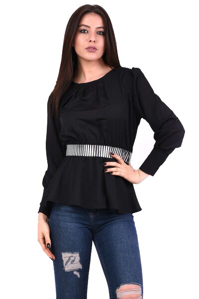 Bluza neagra cu cordon metalic in talie marimea 36/38 Natasa