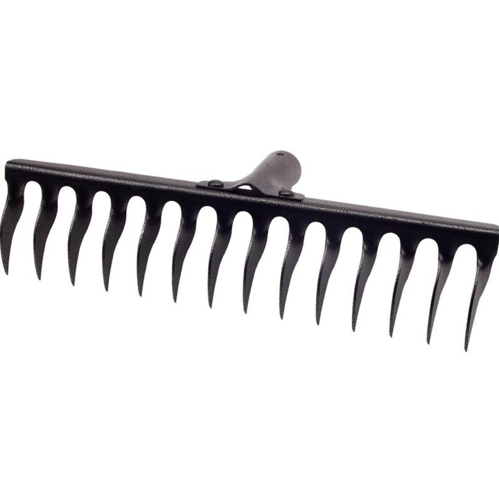 Боядисана стоманена гребла с 14 усукани зъба, ширина 370 мм, Черен