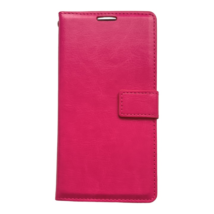 Husa compatibila cu Samsung A7 2016, toc Roz, imitatie din piele