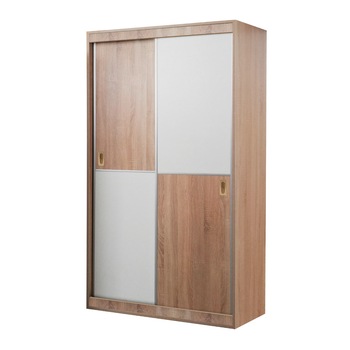 Dulap haine cu usi culisante, Manacor, pal sonoma/ alb striat, 100 x60x202 cm Dulap haine cu usi culisante, Manacor, pal sonoma/ alb striat, 100 x60x202 cm