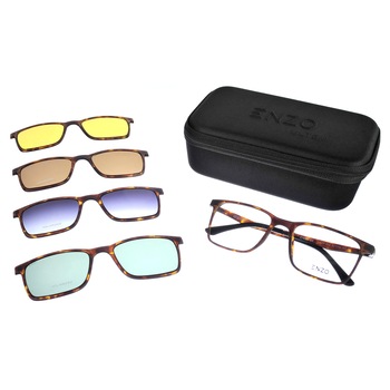 Rama ochelari cu 4 clip-on Ultem EZP003 C4 HAVANA Rama ochelari cu 4 clip-on Ultem EZP003 C4 HAVANA