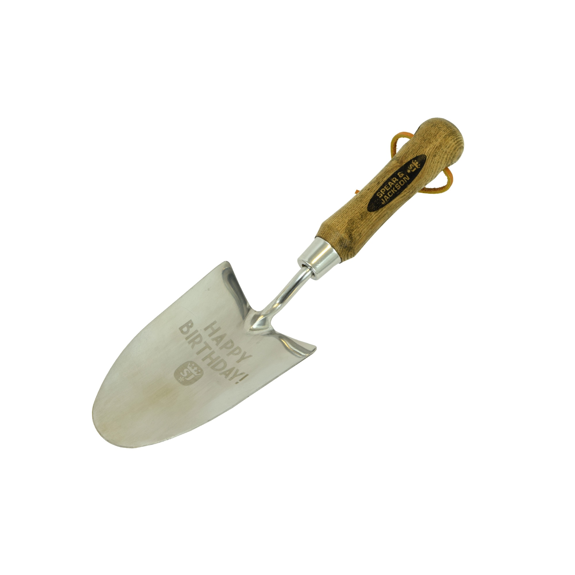 Plantator lat cu lama inox, maner lemn, gravata Happy Birthday, Spear & Jackson