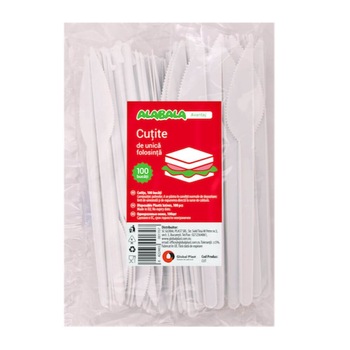 Cutite din Plastic de Unica Folosinta, 100 Buc/Set, 16.3 cm, Culoare Alba, Tacamuri de Unica Folosinta Cutite din Plastic de Unica Folosinta, 100 Buc/Set, 16.3 cm, Culoare Alba, Tacamuri de Unica Folosinta