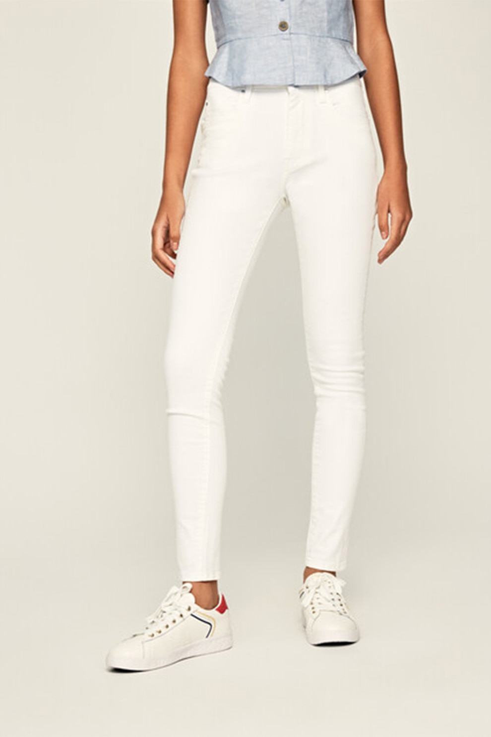 Pepe Jeans London, Blugi skinny Regent, Alb, W28-L30